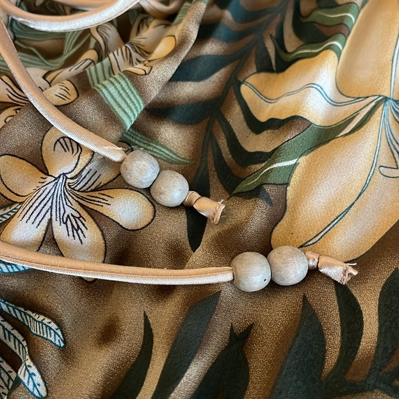 Robbie Bee Tropical Print Pleated Fully Lined Maxi Dress EUC Size 16 - Picture 10 of 11